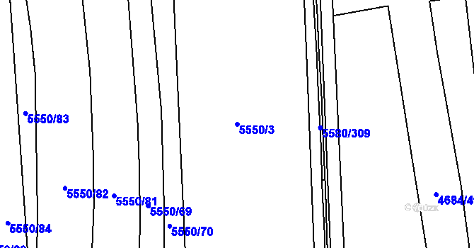 Parcela st. 5550/3 v KÚ Žatec, Katastrální mapa