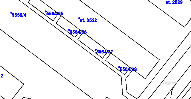 Parcela st. 5564/37 v KÚ Žatec, Katastrální mapa