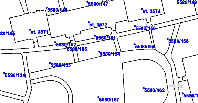 Parcela st. 5580/154 v KÚ Žatec, Katastrální mapa