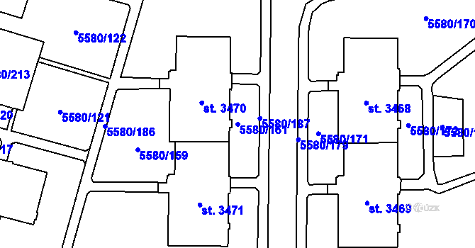 Parcela st. 5580/161 v KÚ Žatec, Katastrální mapa