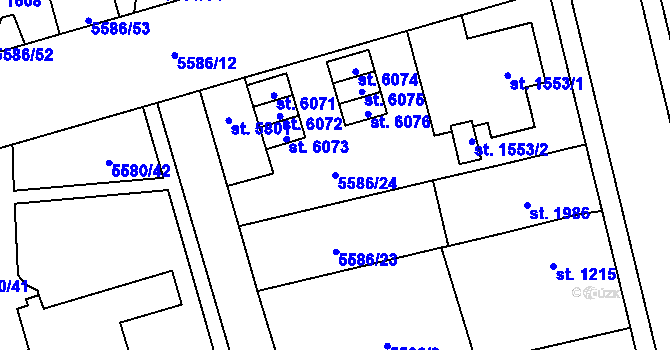 Parcela st. 5586/24 v KÚ Žatec, Katastrální mapa