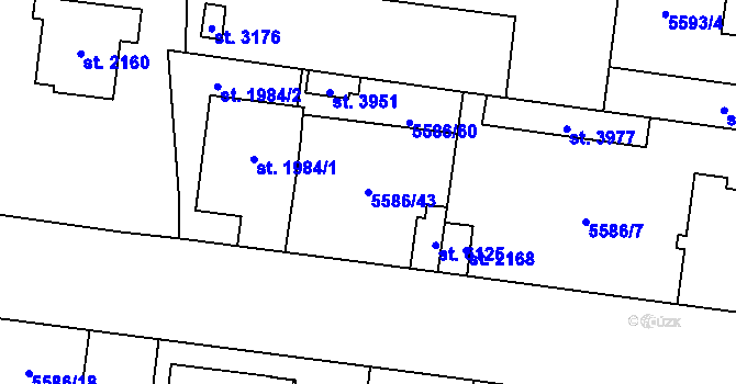 Parcela st. 5586/43 v KÚ Žatec, Katastrální mapa
