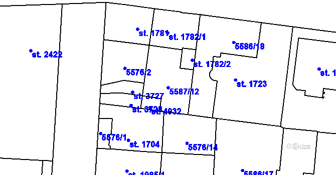 Parcela st. 5587/12 v KÚ Žatec, Katastrální mapa
