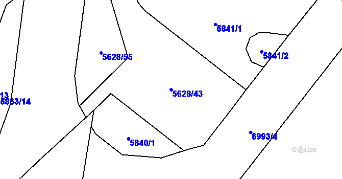 Parcela st. 5628/43 v KÚ Žatec, Katastrální mapa