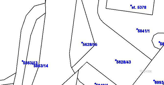 Parcela st. 5628/55 v KÚ Žatec, Katastrální mapa