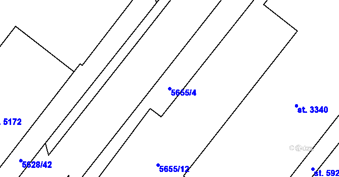 Parcela st. 5655/4 v KÚ Žatec, Katastrální mapa