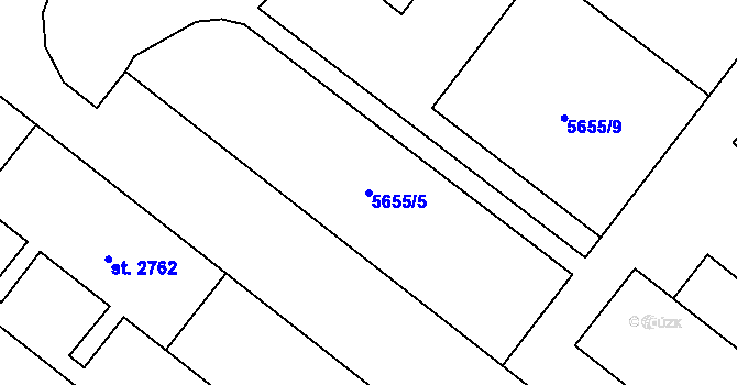 Parcela st. 5655/5 v KÚ Žatec, Katastrální mapa