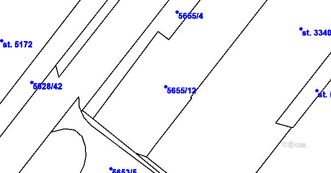 Parcela st. 5655/12 v KÚ Žatec, Katastrální mapa