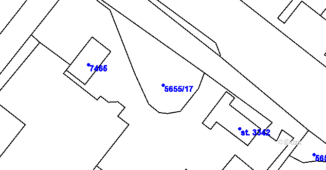 Parcela st. 5655/17 v KÚ Žatec, Katastrální mapa