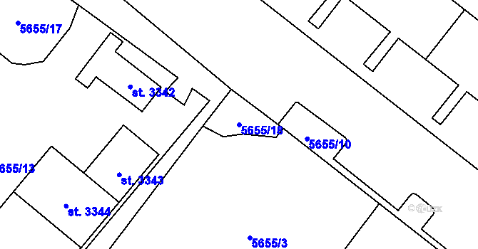 Parcela st. 5655/18 v KÚ Žatec, Katastrální mapa