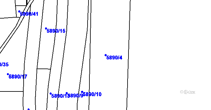 Parcela st. 5890/4 v KÚ Žatec, Katastrální mapa