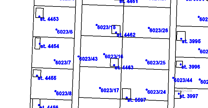 Parcela st. 6023/16 v KÚ Žatec, Katastrální mapa