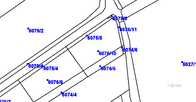 Parcela st. 6076/10 v KÚ Žatec, Katastrální mapa