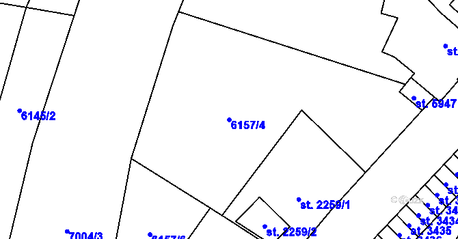 Parcela st. 6157/4 v KÚ Žatec, Katastrální mapa
