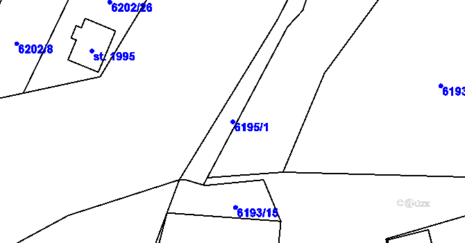 Parcela st. 6195/1 v KÚ Žatec, Katastrální mapa