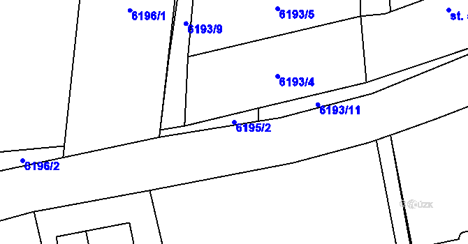 Parcela st. 6195/2 v KÚ Žatec, Katastrální mapa