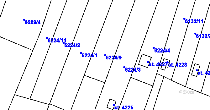 Parcela st. 6224/9 v KÚ Žatec, Katastrální mapa