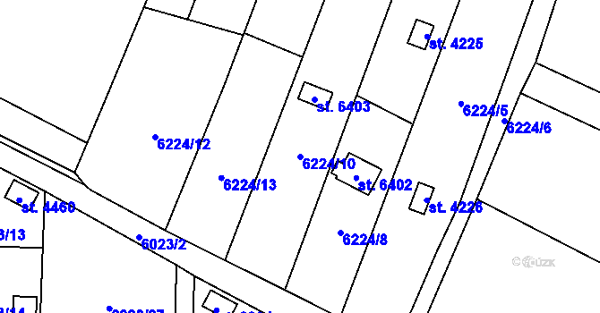 Parcela st. 6224/10 v KÚ Žatec, Katastrální mapa