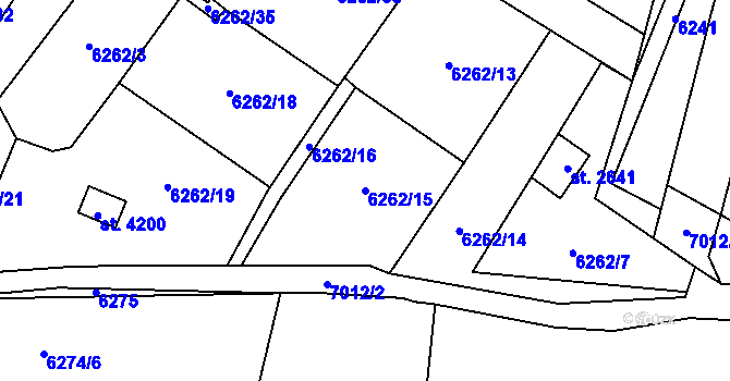 Parcela st. 6262/15 v KÚ Žatec, Katastrální mapa