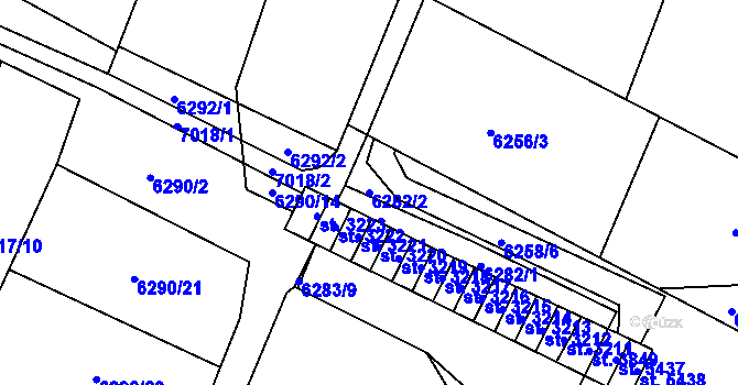 Parcela st. 6282/2 v KÚ Žatec, Katastrální mapa