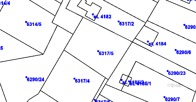 Parcela st. 6317/5 v KÚ Žatec, Katastrální mapa