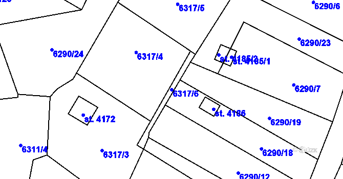Parcela st. 6317/6 v KÚ Žatec, Katastrální mapa