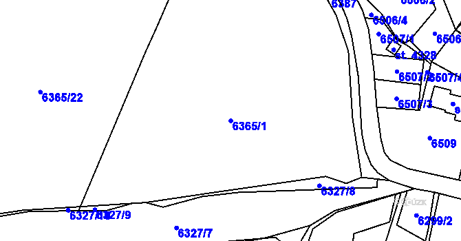 Parcela st. 6365/1 v KÚ Žatec, Katastrální mapa