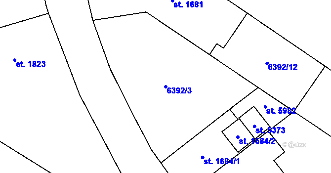 Parcela st. 6392/3 v KÚ Žatec, Katastrální mapa