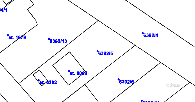 Parcela st. 6392/5 v KÚ Žatec, Katastrální mapa