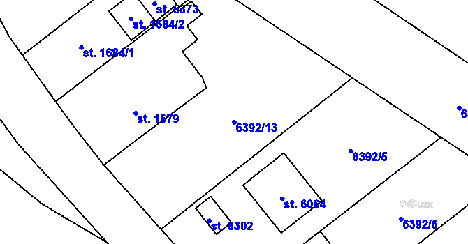 Parcela st. 6392/13 v KÚ Žatec, Katastrální mapa