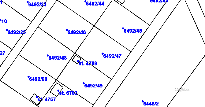 Parcela st. 6492/47 v KÚ Žatec, Katastrální mapa
