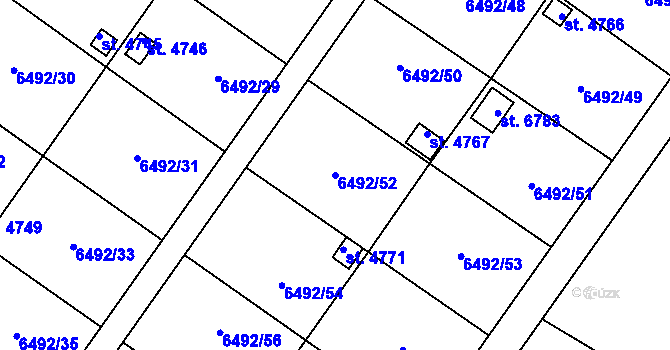 Parcela st. 6492/52 v KÚ Žatec, Katastrální mapa