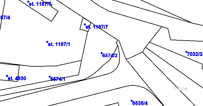 Parcela st. 6574/2 v KÚ Žatec, Katastrální mapa