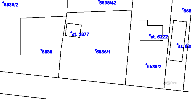 Parcela st. 6586/1 v KÚ Žatec, Katastrální mapa