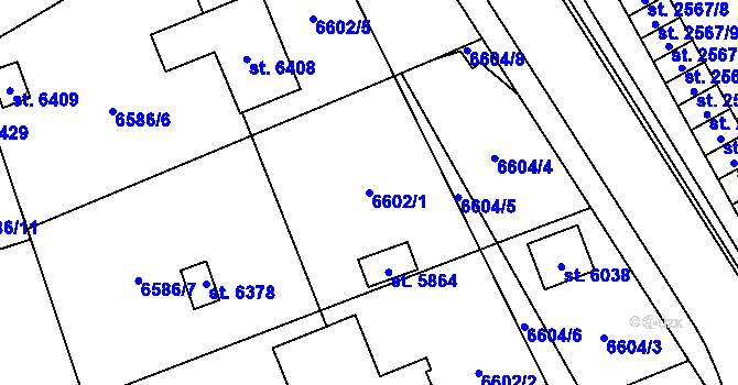 Parcela st. 6602/1 v KÚ Žatec, Katastrální mapa