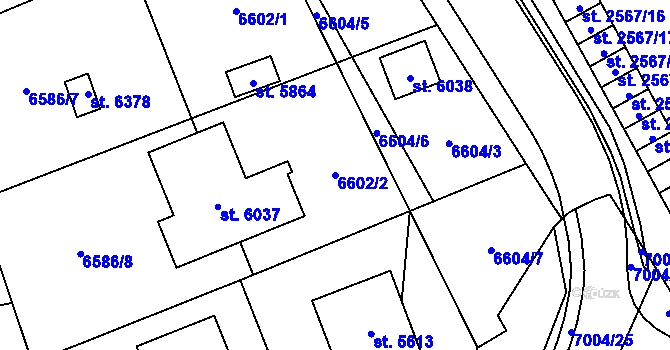Parcela st. 6602/2 v KÚ Žatec, Katastrální mapa