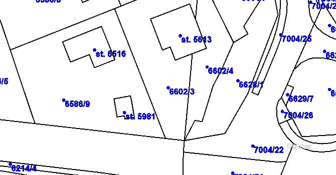 Parcela st. 6602/3 v KÚ Žatec, Katastrální mapa