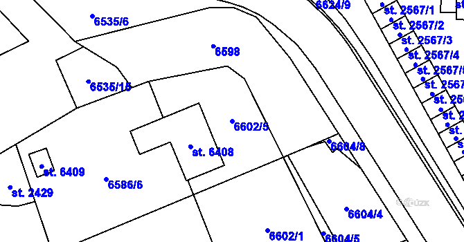 Parcela st. 6602/5 v KÚ Žatec, Katastrální mapa