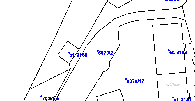 Parcela st. 6678/2 v KÚ Žatec, Katastrální mapa