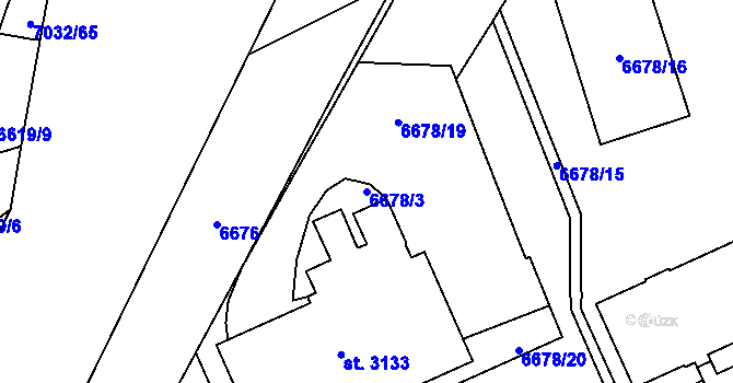 Parcela st. 6678/3 v KÚ Žatec, Katastrální mapa