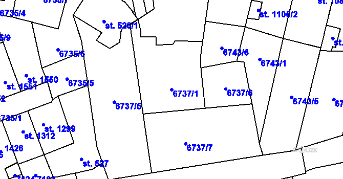 Parcela st. 6737/1 v KÚ Žatec, Katastrální mapa