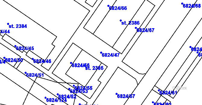 Parcela st. 6824/47 v KÚ Žatec, Katastrální mapa