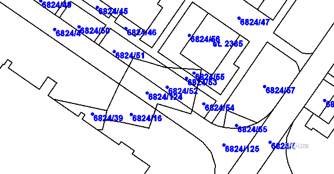 Parcela st. 6824/52 v KÚ Žatec, Katastrální mapa