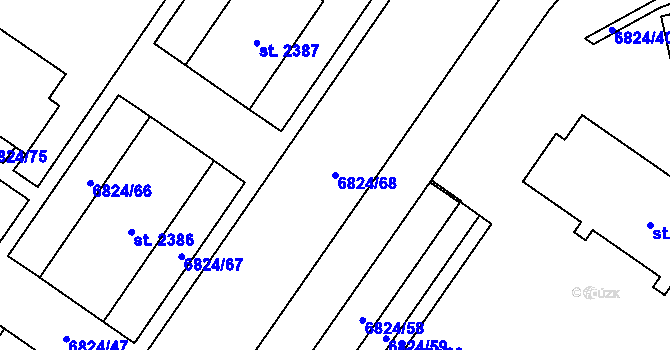 Parcela st. 6824/68 v KÚ Žatec, Katastrální mapa