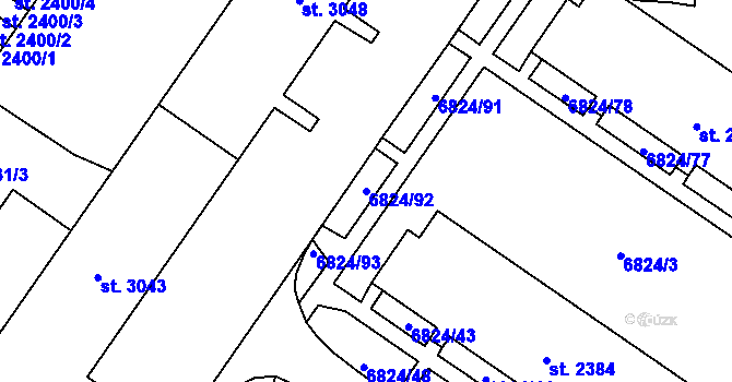 Parcela st. 6824/92 v KÚ Žatec, Katastrální mapa