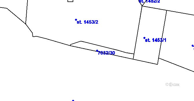 Parcela st. 7032/30 v KÚ Žatec, Katastrální mapa
