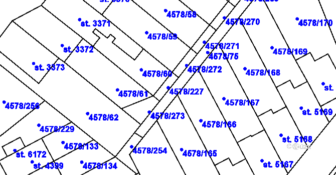 Parcela st. 4578/227 v KÚ Žatec, Katastrální mapa