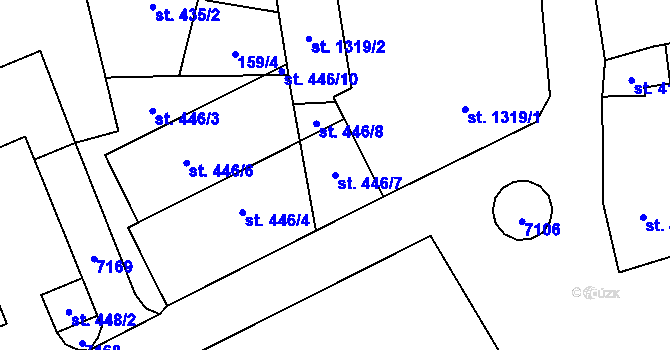 Parcela st. 446/7 v KÚ Žatec, Katastrální mapa