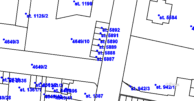 Parcela st. 5888 v KÚ Žatec, Katastrální mapa