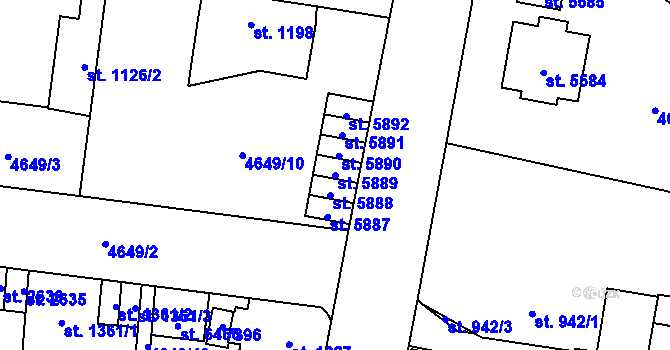 Parcela st. 5889 v KÚ Žatec, Katastrální mapa